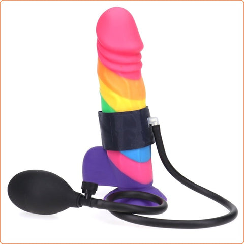 BDStyle PRIDE Inflatable Strap Cock Ring Adjustable Pressure Control - Ball and Cock Toys