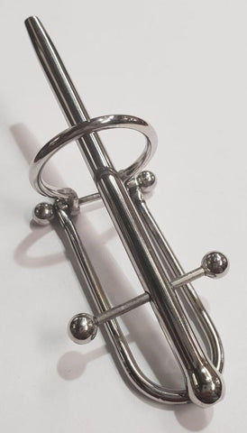 Hells Couture Prince Albert Wand With Barbell & Glans Ring Cum Thru Design - Penis Plugs