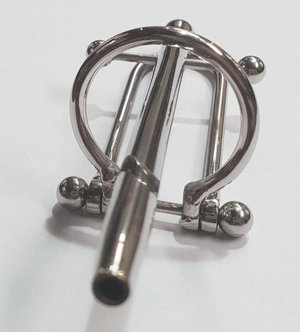 Hells Couture Prince Albert Wand With Barbell & Glans Ring Cum Thru Design - Penis Plugs