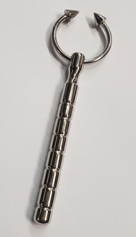 Hells Couture Prince Henry Penis Plug With Glans Ring Ribbed Steel - Penis Plugs