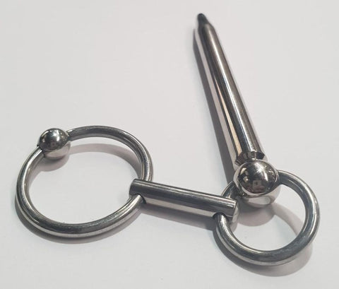 Hells Couture Princes Wand with Glans Ring and Ball Urethral Sound - Penis Plugs