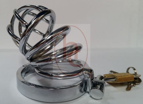 BDStyle Prison Lock Chastity Cage 4 Rings Stainless Steel Male Device - Male Chastity