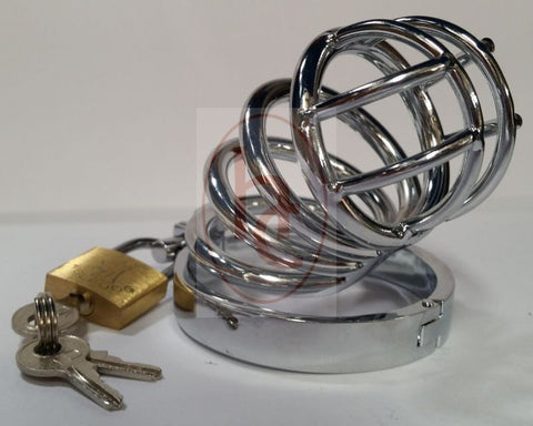 BDStyle Prison Lock Chastity Cage 4 Rings Stainless Steel Male Device - Male Chastity