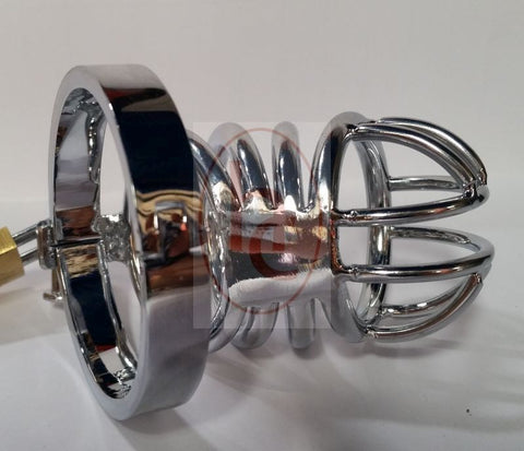 BDStyle Prison Lock Chastity Cage 4 Rings Stainless Steel Male Device - Male Chastity