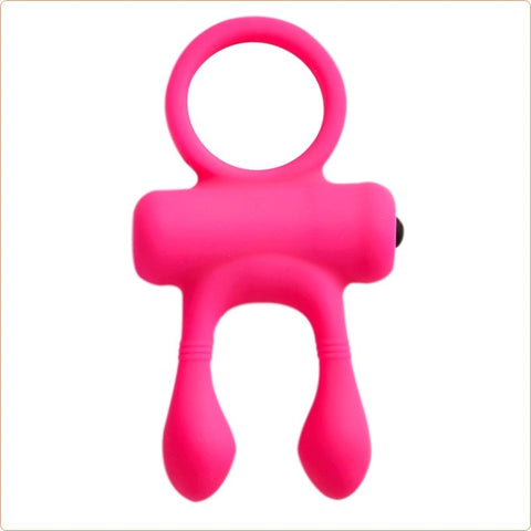 BDStyle Rabbit Silicone Cockring with Dual Stimulation Vibrating Design - Ball and Cock Toys