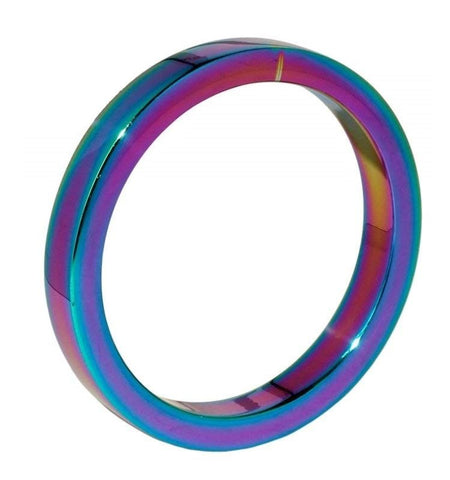 Hells Couture Rainbow Cock Ring Steel 6MM Durable Pride Erection Ring - Cock Rings