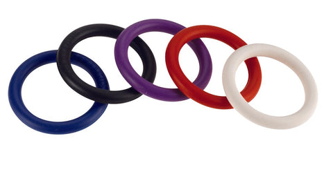 Spartacus Enterprises Rainbow Nitrile Cock Ring 5 Pack Latex Free - Cock Rings