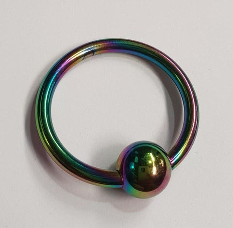 Rainbow Penis Head Glans Ring with Ball Stainless Steel Frenulum - Cock Rings