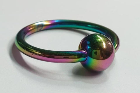 Rainbow Penis Head Glans Ring with Ball Stainless Steel Frenulum - Cock Rings