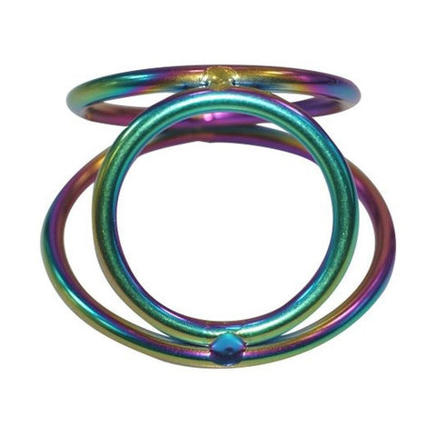 Hells Couture Rainbow Triple Cock and Ball Ring Surgical Steel Design - Cock Rings