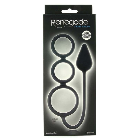 NS Novelties Renegade 3 Ring Circus Small Cock Ring and Butt Plug Set - Cock Rings