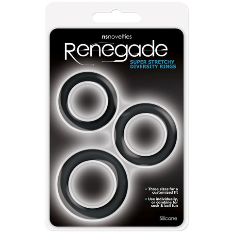 NS Novelties Renegade Diversity Rings Set of Three Cock Rings - Cock Rings