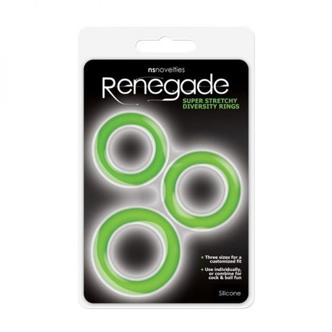 NS Novelties Renegade Diversity Rings Set of Three Cock Rings - Cock Rings