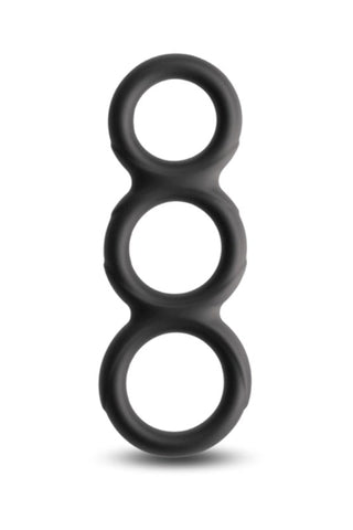 NS Novelties Renegade Threefold Black Triple Ring Cock Ring for Enhanced Erections - Ball and Cock Toys