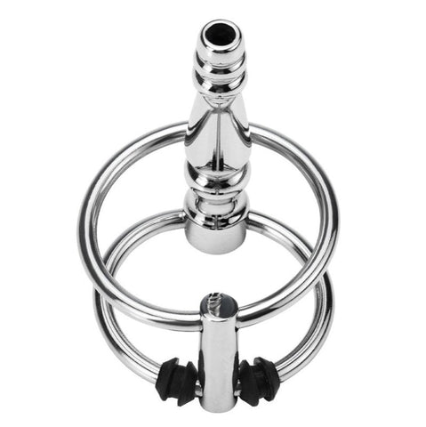 BDStyle Ribbed Urethral Sound with Hollow Core and Glans Ring - Penis Plugs