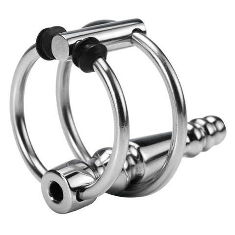 BDStyle Ribbed Urethral Sound with Hollow Core and Glans Ring - Penis Plugs