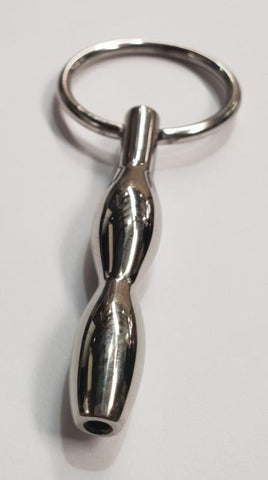 Hells Couture Ripple Cum Thru Penis Plug With Glans Ring Steel Design - Penis Plugs