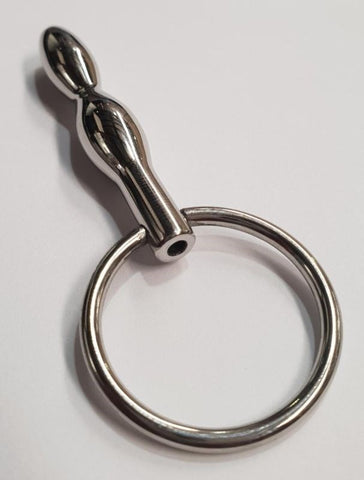 Hells Couture Ripple Cum Thru Penis Plug With Glans Ring Steel Design - Penis Plugs