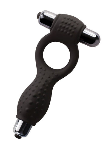 Rocks Off Union Black Dual Vibrating Cock Ring with Removable Bullets - Cock Rings