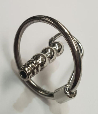 Hells Couture Round Tip Ribbed Penis Plug & Glans Ring Medical Steel - Penis Plugs