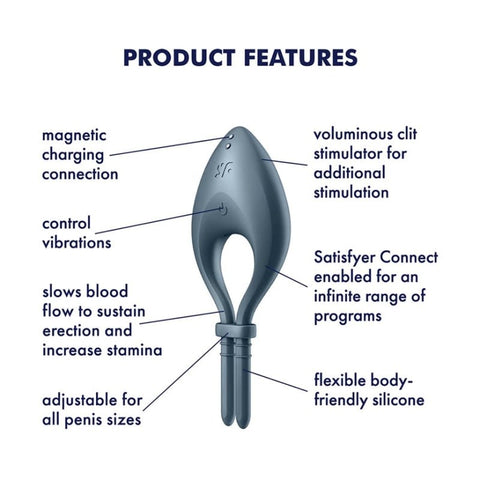 Satisfyer Bullseye Ring App Controlled Cock Ring with 12 Vibration Modes - Ball and Cock Toys