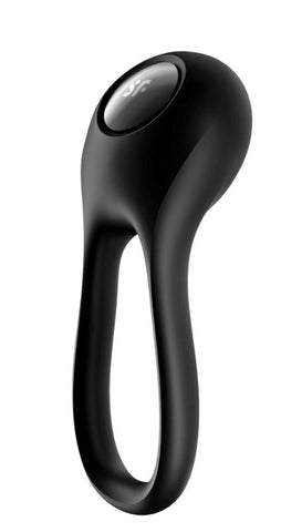 Satisfyer Majestic Duo Silicone Flexible Cock Ring Black Dual Stimulation - Cock Rings