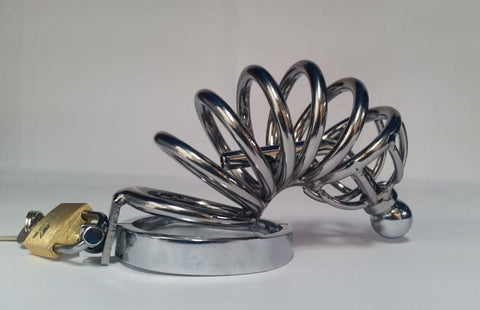 BDStyle Seven Layers Asylum Cock Cage & Plug with Urethral Insert - Male Chastity
