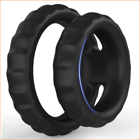 BDStyle Silicone Dual Cock Ring Dual Ring Penis and Testicle Support - Ball and Cock Toys