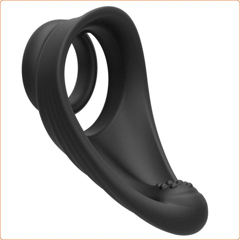 BDStyle Silicone Dual Penis Ring with Taint Teaser for Enhanced Erections - Ball and Cock Toys