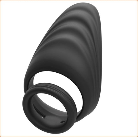 BDStyle Silicone Dual Penis Ring with Taint Teaser for Enhanced Erections - Ball and Cock Toys