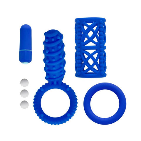 Icon Brands Simply Silicone 10X Couples Kit Blue Four Vibrators - Sex Kits