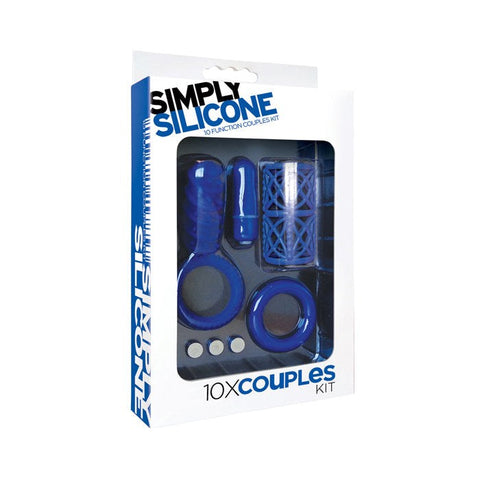 Icon Brands Simply Silicone 10X Couples Kit Blue Four Vibrators - Sex Kits