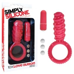 Icon Brands Simply Silicone 10X Love Button Ring with 10 Vibration Patterns - Cock Rings