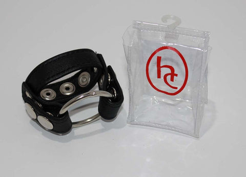Hells Couture Sinners Leather Cock Ring With O Ring Adjustable Steel - Cock Rings
