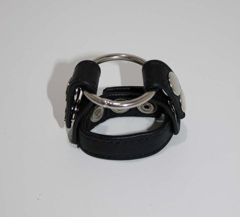 Hells Couture Sinners Leather Cock Ring With O Ring Adjustable Steel - Cock Rings