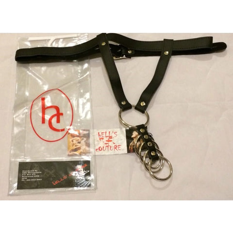 Hells Couture Sinvention Leather Harness With Gates of Hell Rings - Male Chastity
