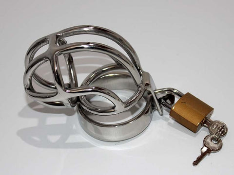 Hells Couture Slumpy Metal Chastity Cage 90 Degree Curved Design - Male Chastity