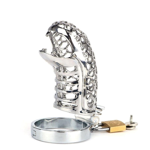 BDStyle Snake Open Mouth Chastity Device with Spiked Steel Cage - Male Chastity
