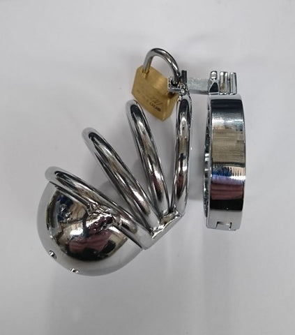 BDStyle Soldier On Male Chastity Device Pee Thru Chrome Steel - Male Chastity
