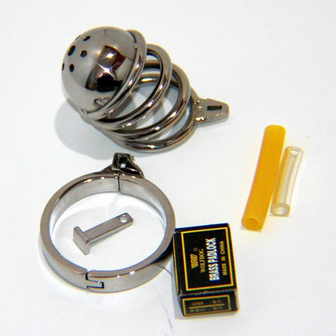 BDStyle Soldier On Male Chastity Device Pee Thru Chrome Steel - Male Chastity