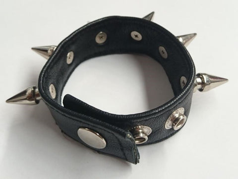 Hells Couture Spiked Leather Cockring with Metal Spikes - Cock Rings