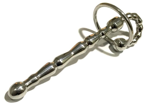 Hells Couture Spinal Penis Plug With Glans Ring Ribbed Urethral Stimulator - Penis Plugs
