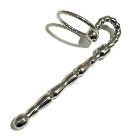 Hells Couture Spinal Penis Plug With Glans Ring Ribbed Urethral Stimulator - Penis Plugs