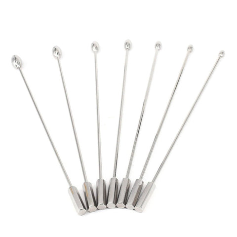 BDStyle Stainless Steel Solid Penis Plug Set Seven Graduated Sizes - Penis Plugs