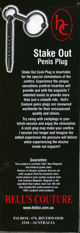 Hells Couture Stake Out Penis Plug with Glans Ring Medical Steel - Penis Plugs