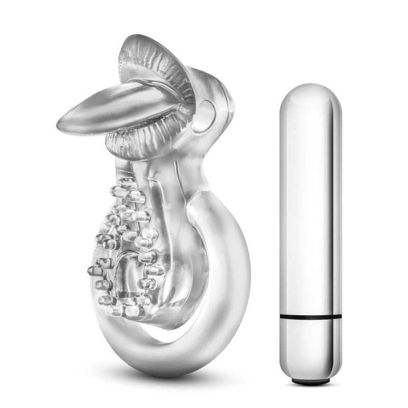 Stay Hard 10-F Vibrating Tongue Ring - Clear - - Ball and Cock Toys
