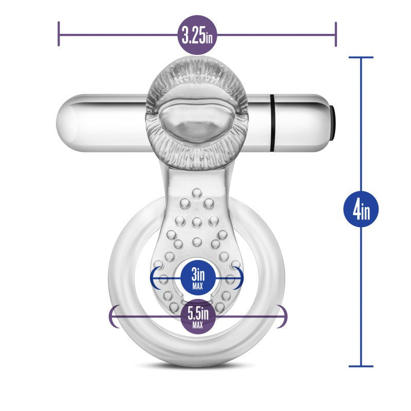 Stay Hard 10-F Vibrating Tongue Ring - Clear - - Ball and Cock Toys