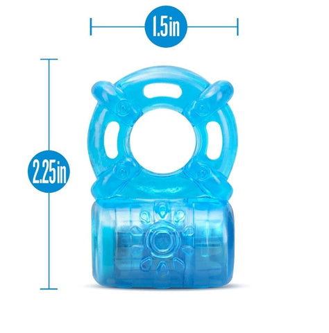 Blush Novelties Stay Hard Rechargeable 5 Function Cock Ring with 5 Vibration - Vibrating Cock Rings