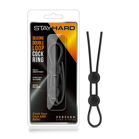 Stay Hard Silicone Double Loop Cock Ring Adjustable Penis Enhancement - Stretchy Cock Rings