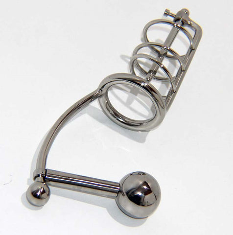 Hells Couture Ultimate Pleasure Cage Steel Chastity with Urethral and Anal - Male Chastity